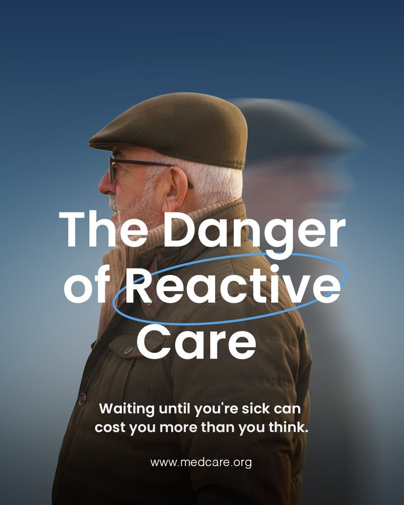 Reactive vs. preventive care awareness poster