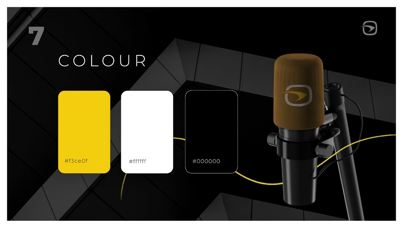Vision Frame Studios brand colour palette in yellow, white, and black