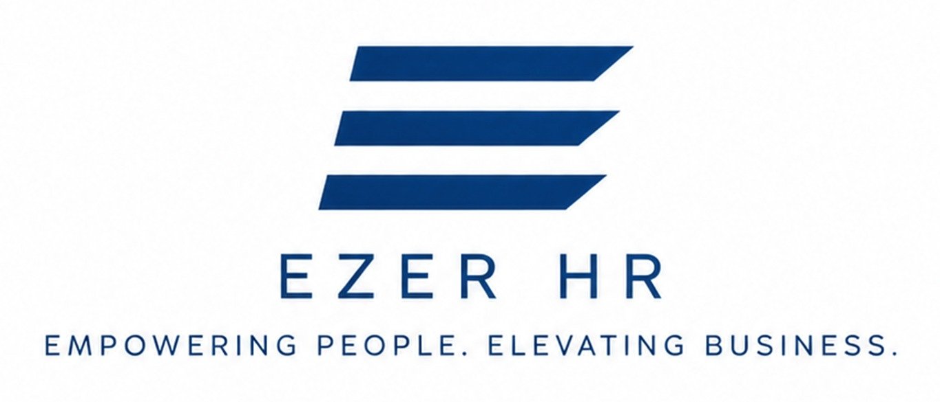 Ezer HR logo, tagline Empowering people, elevating business