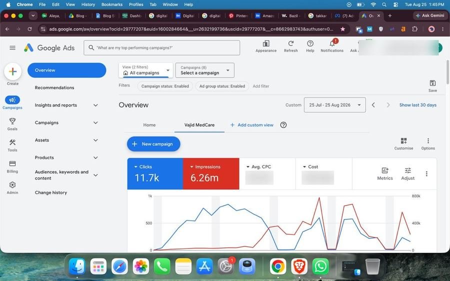 Google Ads performance overview dashboard